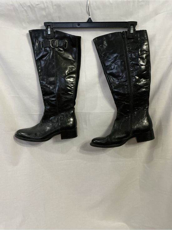 Born Shoes - Born Black Leather Knee-High Riding Boots with Side Buckle